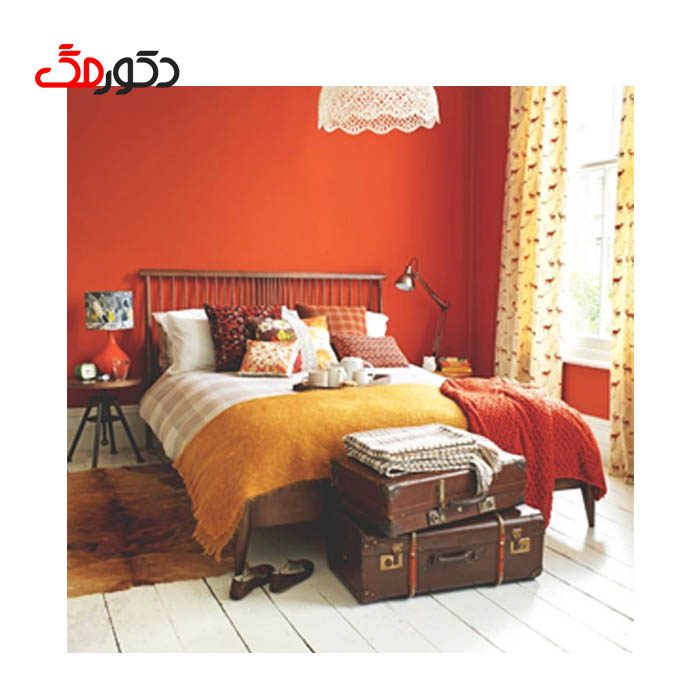 ترکیب رنگ نارنجی در اتاق خواب