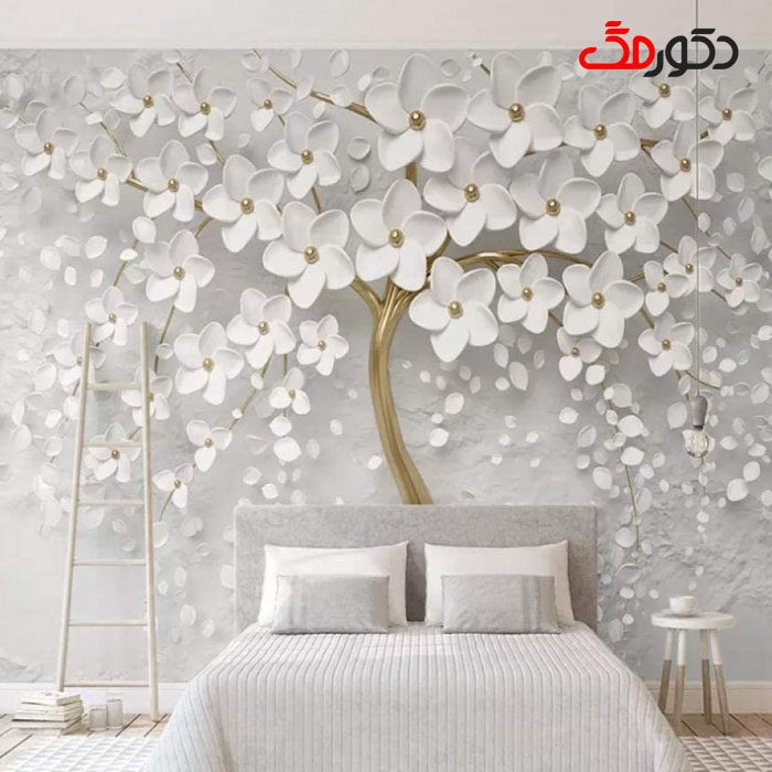 کاغذ دیواری سه بعدی با طرح گل و طبیعت