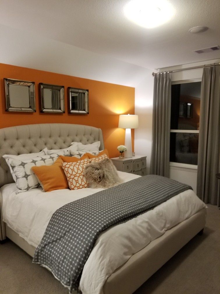 ترکیب رنگ نارنجی در طراحی داخلی اتاق خواب1