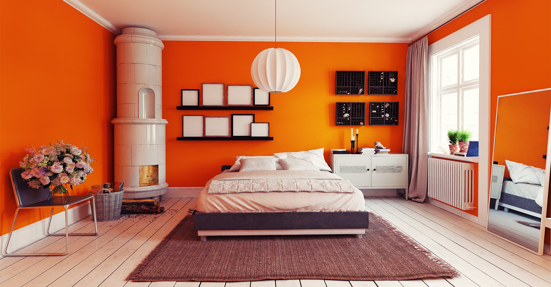 رنگ نارنجی در طراحی داخلی اتاق خواب2