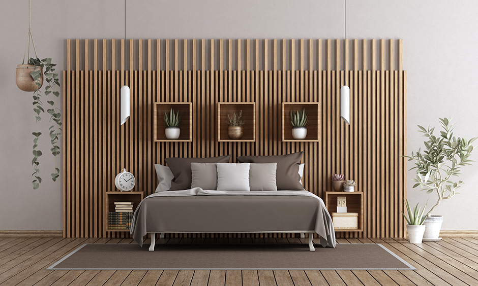 دیوارپوش چوبی مدرن تاشو اتاق خواب