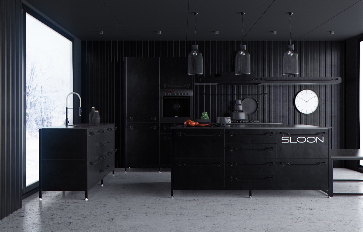 آشپزخانه سیاه مدرن