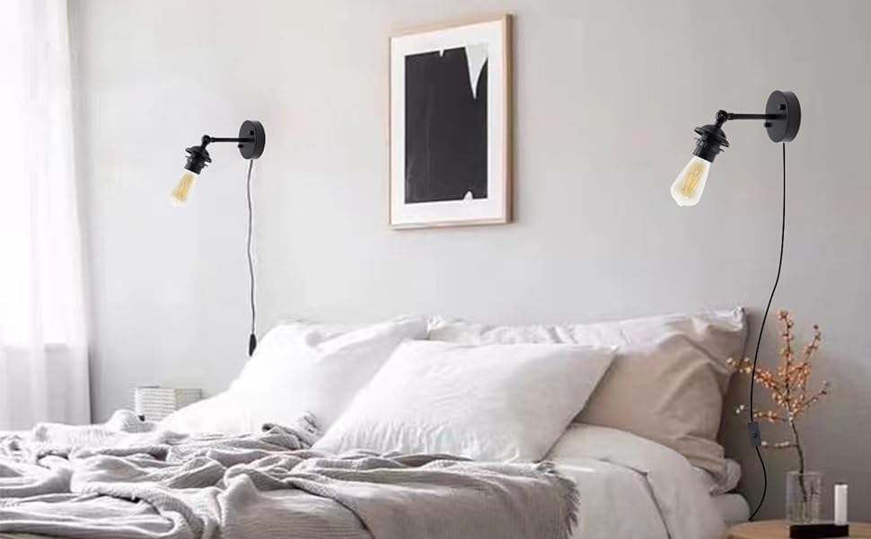 چراغ دیواری با لامپ ادیسونی برای اتاق خواب