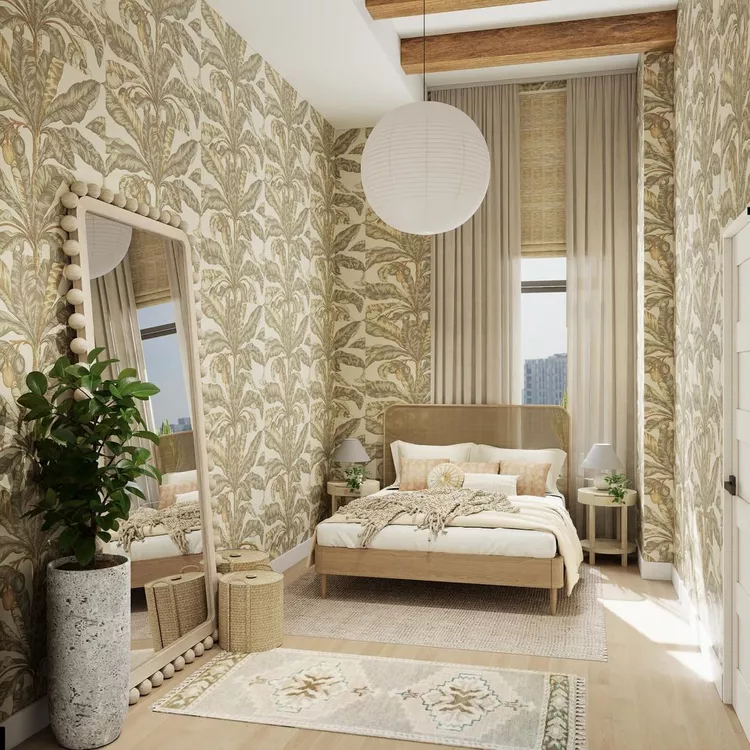  نورپردازی اتاق خواب کوچک با استفاده از آینه و انعکاس نور