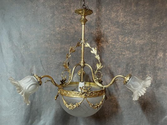 لوستر کلاسیک شاخه‌ ای با شیشه طرح‌ دار