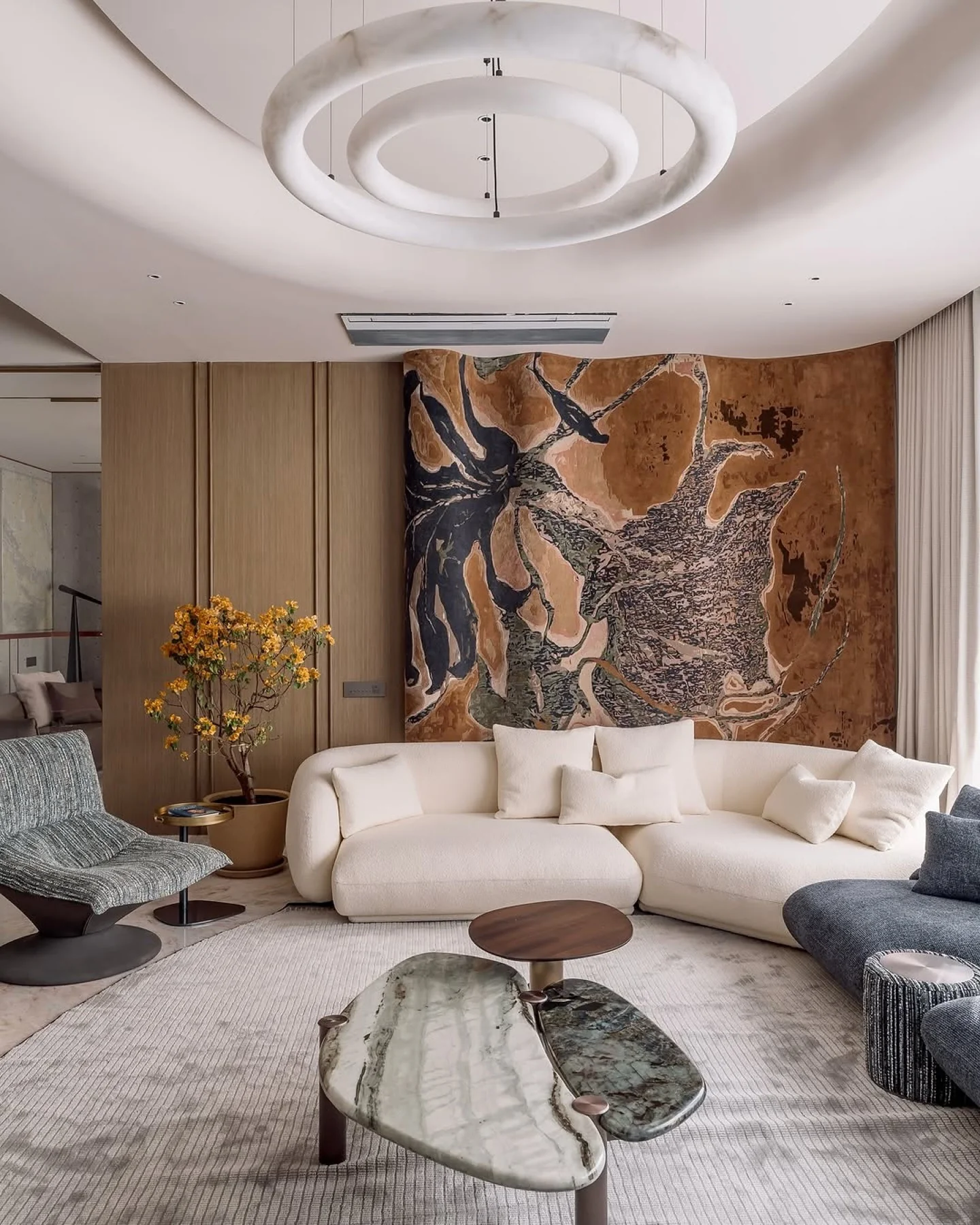 ترکیب ارگانیک هنری در دکوراسیون اتاق نشیمن