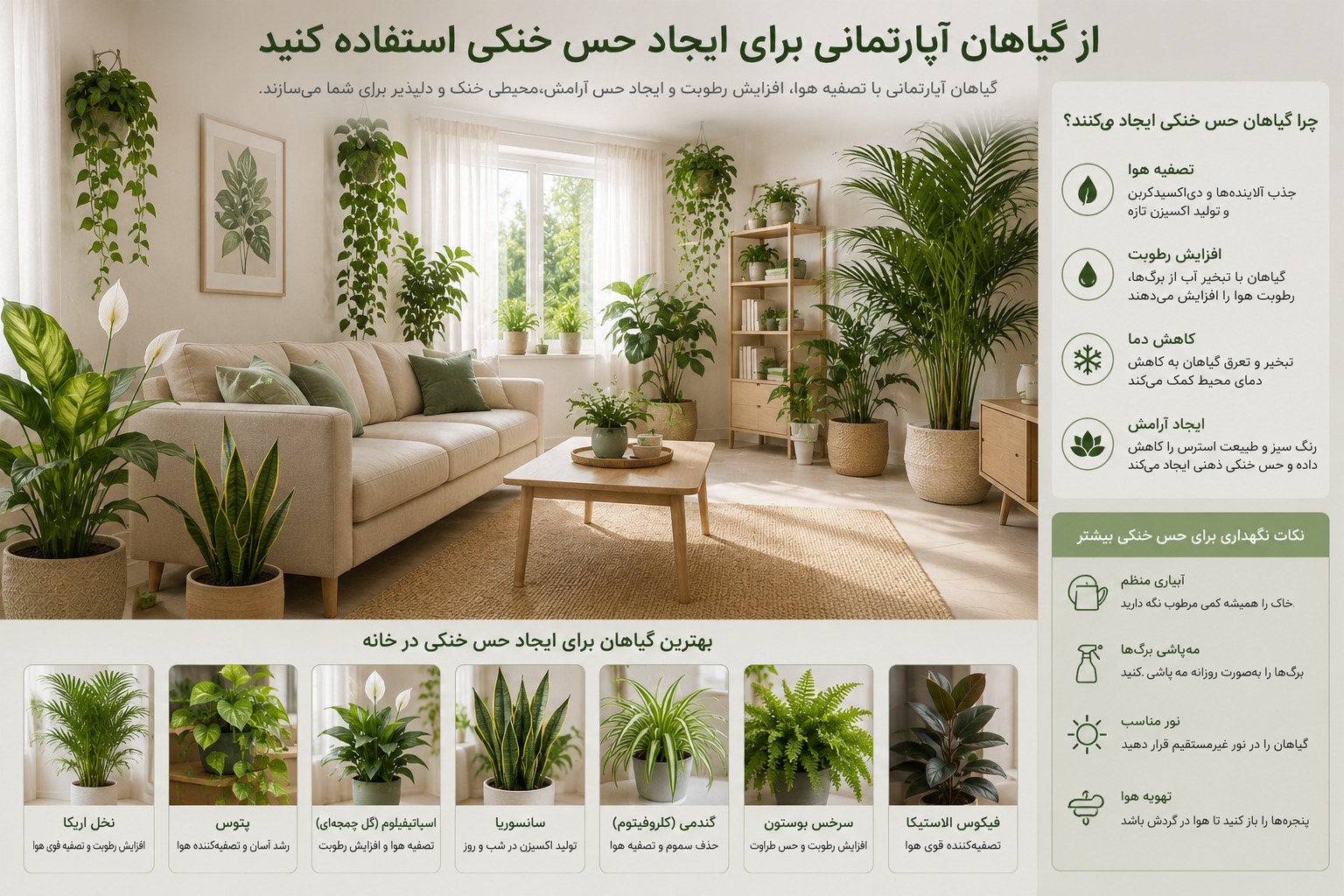 از گیاهان آپارتمانی برای ایجاد حس خنکی استفاده کنید