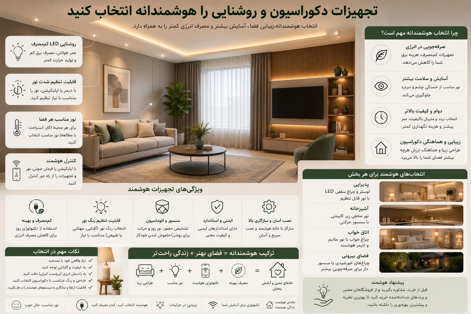 تجهیزات دکوراسیون و روشنایی را هوشمندانه انتخاب کنید