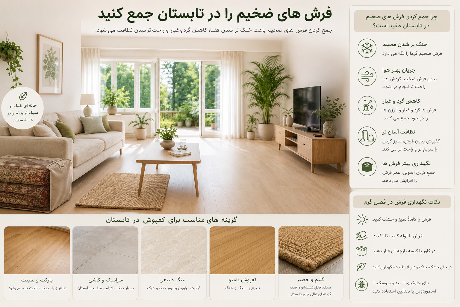 فرش های ضخیم را در تابستان جمع کنید