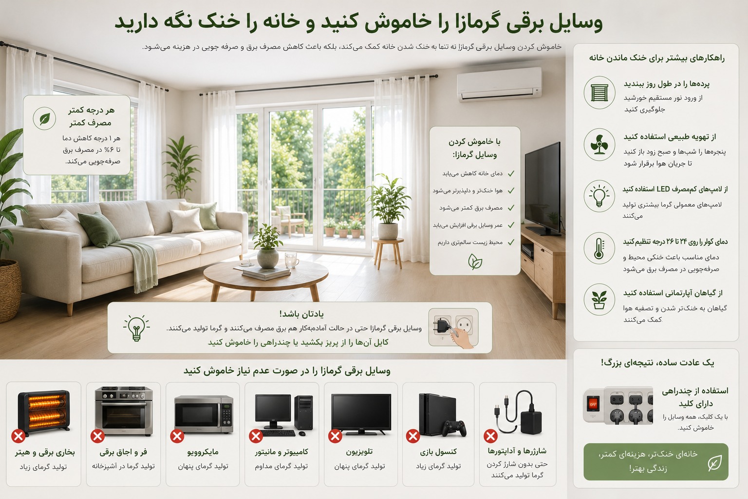 وسایل برقی گرمازا را خاموش کنید