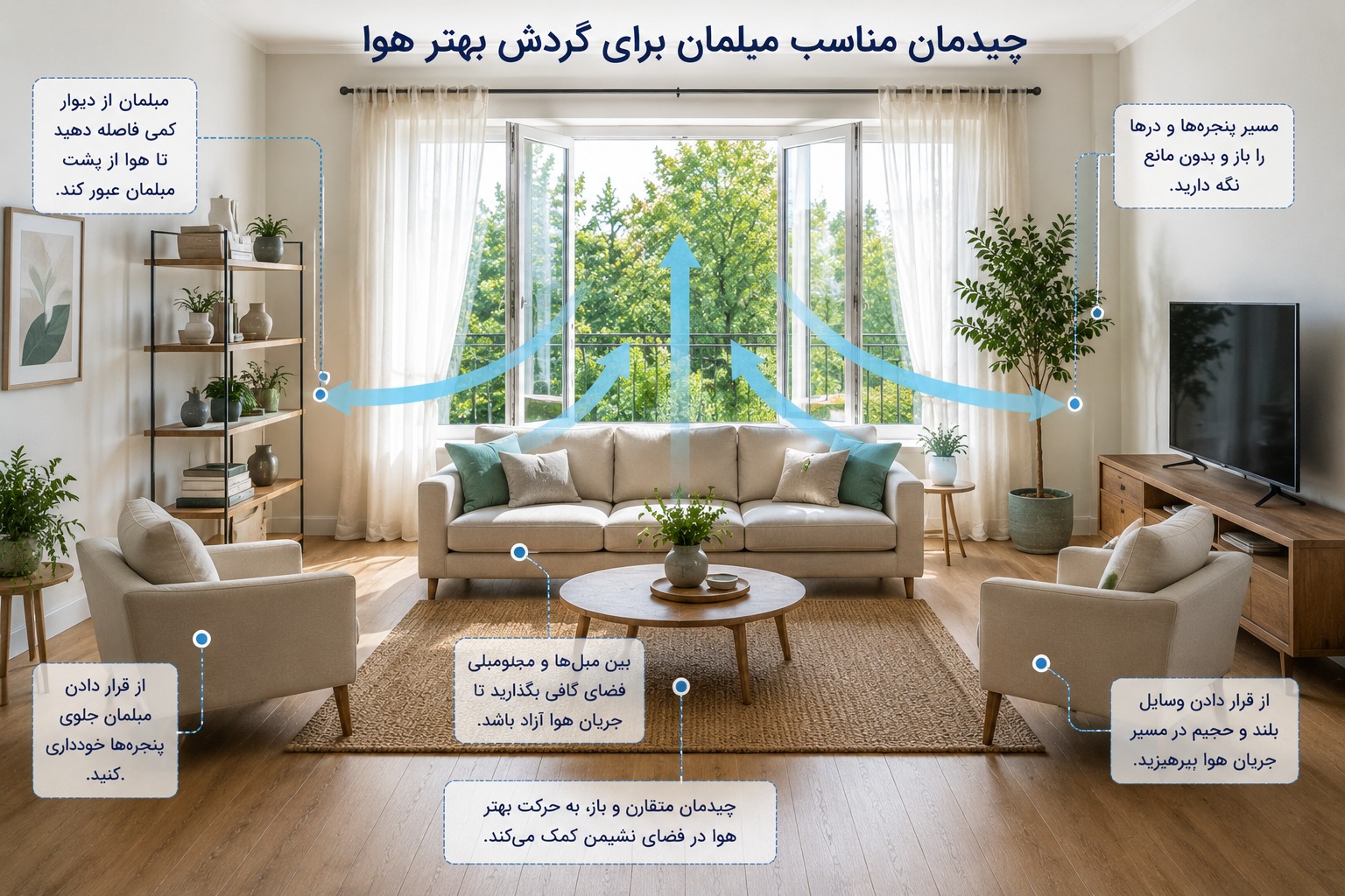 چیدمان خانه را برای گردش بهتر هوا تغییر دهید