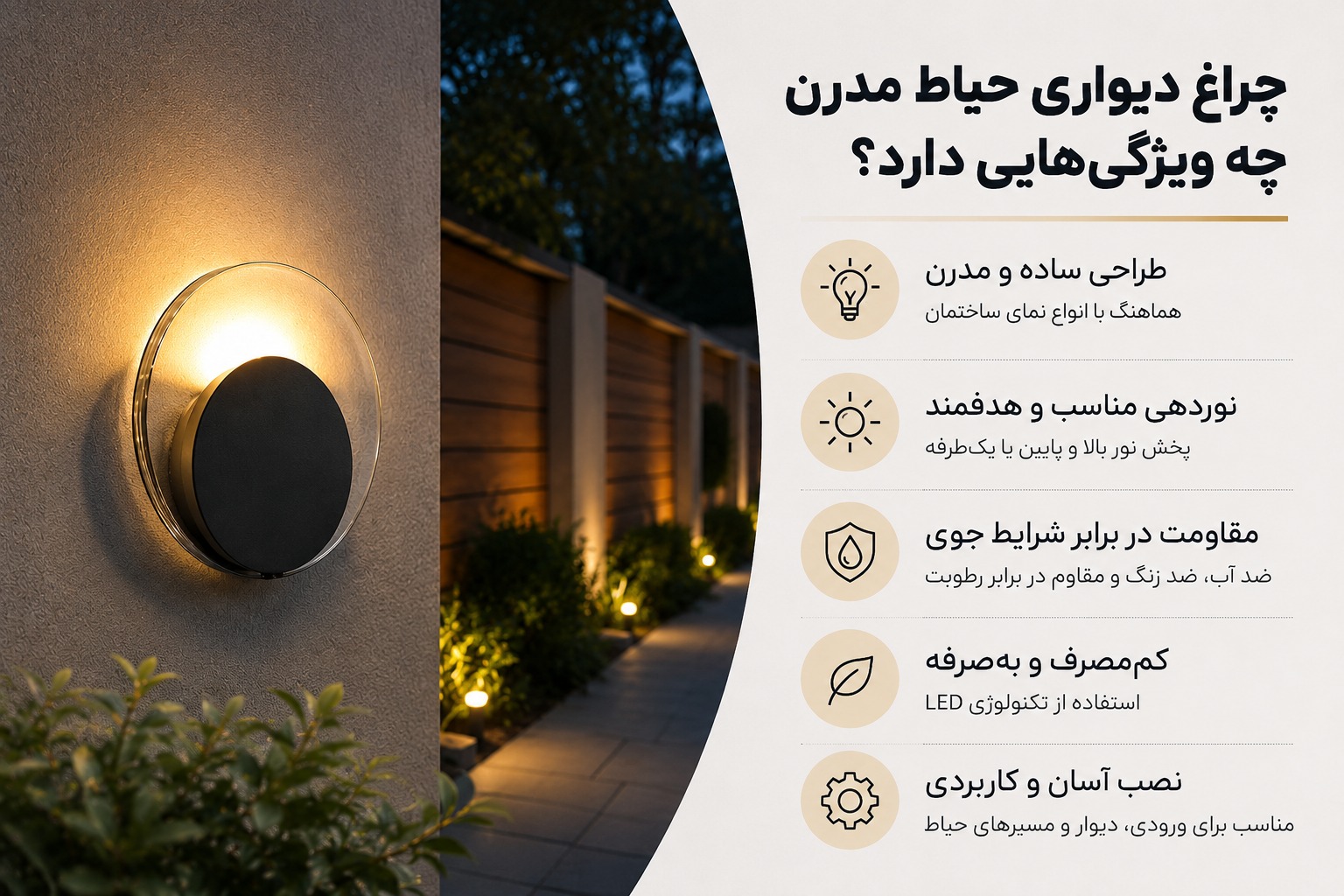 چراغ دیواری حیاط مدرن چه ویژگی هایی دارد؟