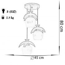 چراغ آویز چوبی چشمه نور 3 شعله کد G505/3H-BR قهوه ای