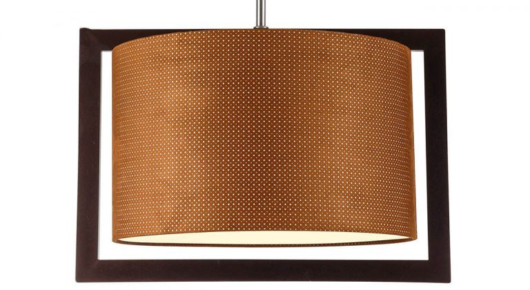 چراغ آویز چوبی چشمه نور کد A7035/1H-BR-BR شید قهوه ای