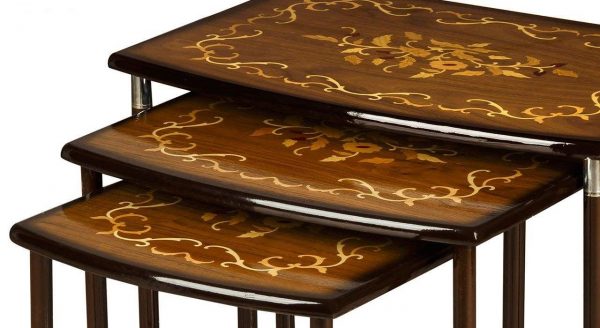 میز عسلی چوبی چشمه نور کد D-108-BR مجموعه 3 عددی قهوه ای