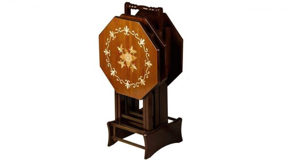 میز عسلی چوبی چشمه نور کد D-107-BR مجموعه 4 عددی قهوه ای