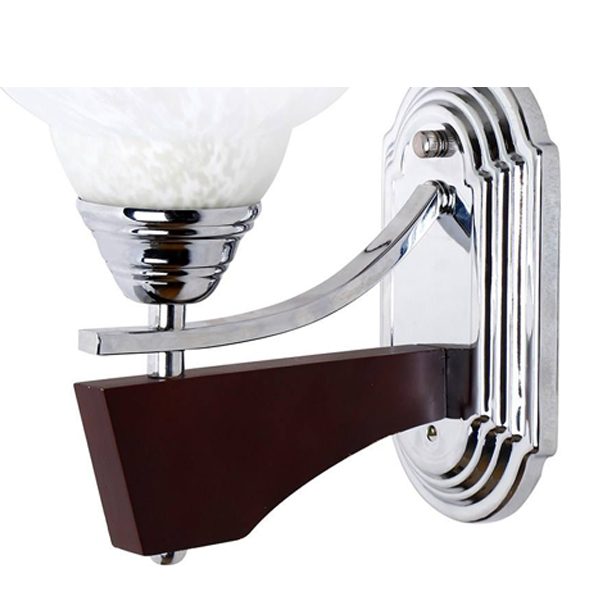 چراغ دیواری چوب و استیل چشمه نور کد 823/1W-C کروم