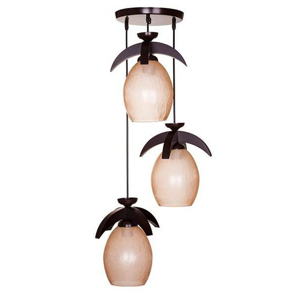 چراغ آویز چوبی چشمه نور 3 شعله کد G508/3H-BR قهوه ای