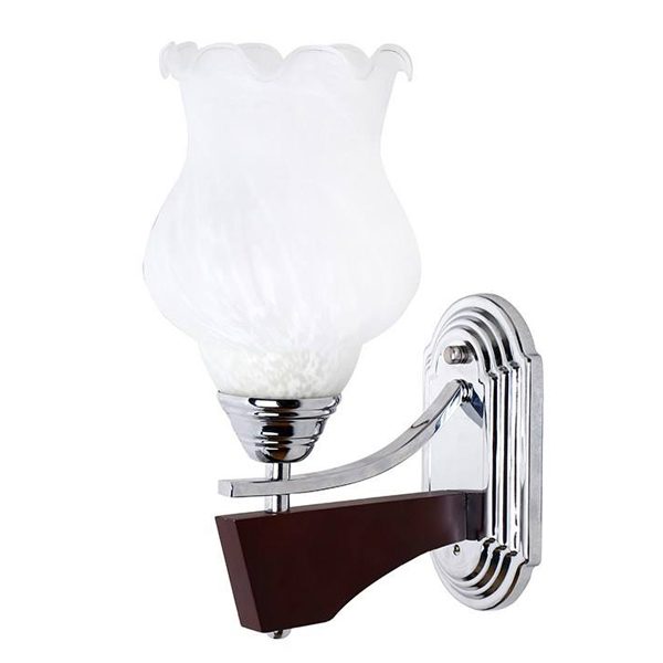 چراغ دیواری چوب و استیل چشمه نور کد 823/1W-C کروم