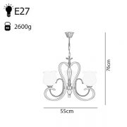 لوستر چوب و استیل چشمه نور 3 شعله کد 829/3CWT کروم