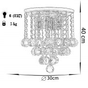 لوستر سقفی کریستالی چشمه نور کد 6638/30C کروم