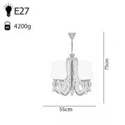 لوستر چوب و استیل چشمه نور 5 شعله کد A831/5-CWT کروم