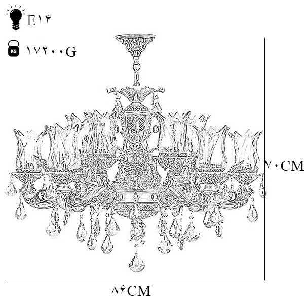 لوستر دایکاست 12 شعله چشمه نور مدل M3412/6+6-A آنتیک
