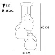 چراغ آویز فلزی و دایکاست چشمه نور مدل G572/3H-BR قهوه ای