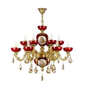 لوستر سرامیکی چشمه نور 12 شعله کد C2922/6-AZ زرشکی