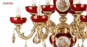 لوستر سرامیکی چشمه نور 12 شعله کد C2922/6-AZ زرشکی