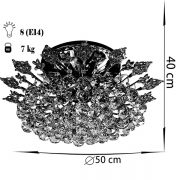 لوستر سقفی کریستالی چشمه نور 8 شعله کد 2631/50C کروم