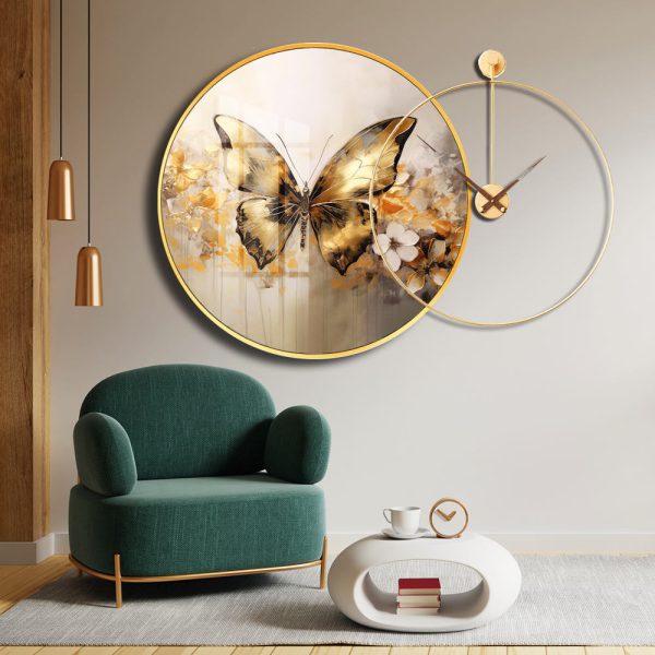 ساعت دیواری طلایی