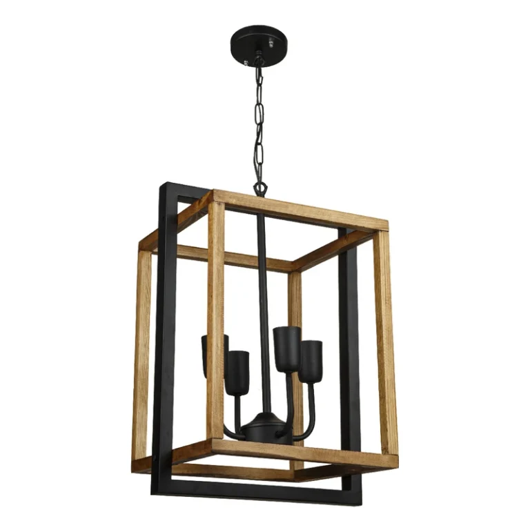 لوستر آویز چوب فلز