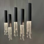 لوستر مشکی ال ای دی کریستال دار