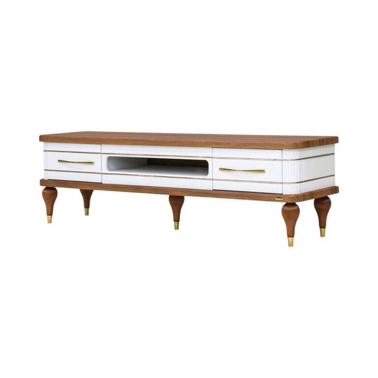 جلو مبلی چوبی سفید قهوه ای