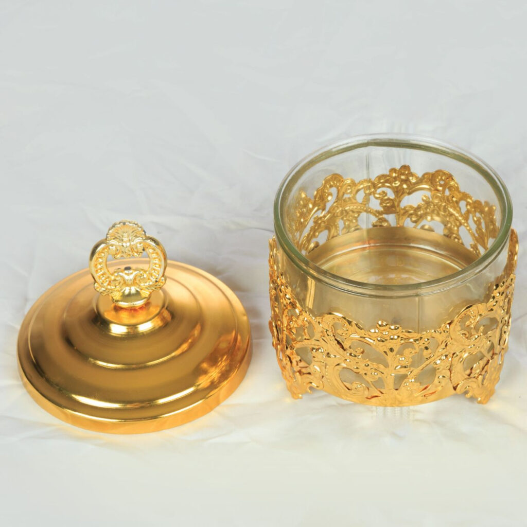 قندان طلایی شیشه ای