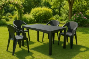 میز صندلی پلاستیکی مشکی