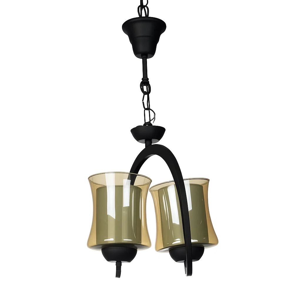 چراغ آویز 2 شعله چشمه نور کد B2655/2 مشکی