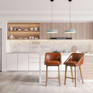 صندلی اپن چوبی با نشیمن چرمی