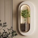 تابلو دیواری مدرن مدل تی‌تی با نور دکوراتیو و گلدان شیشه ای