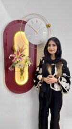 تابلو ساعت نوری مدل لوسیا با گلدان دکوراتیو - Image 5