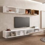 میز تلویزیون دیواری سفید هایگلاس روشا - Image 3