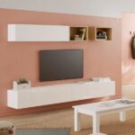 میز تلویزیون دیواری سفید هایگلاس روشا