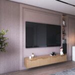 میز تلویزیون دیواری کشودار موکا