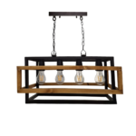 لوستر چوب و فلز 4 شعله چشمه نور مدل 1351/4