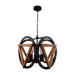 لوستر چوب و فلز 4 شعله چشمه نور مدل 1353/4