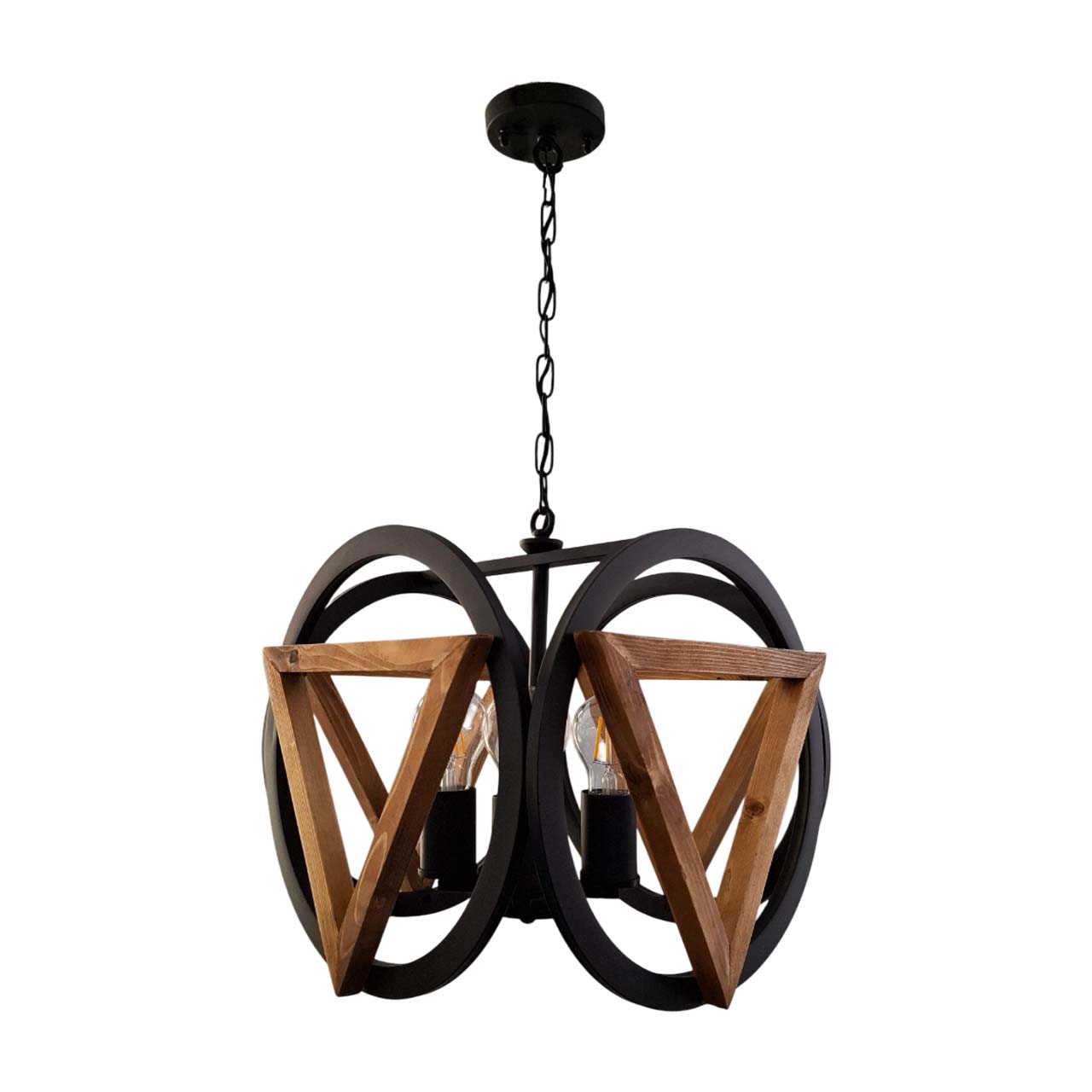 1353-4-main لوستر چوب و فلز 4 شعله چشمه نور مدل 1353/4 - Image 1