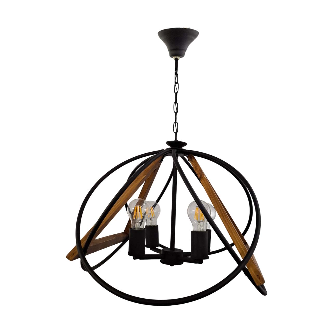 1357-4-main لوستر چوب و فلز 4 شعله چشمه نور مدل 1357/4 - Image 1