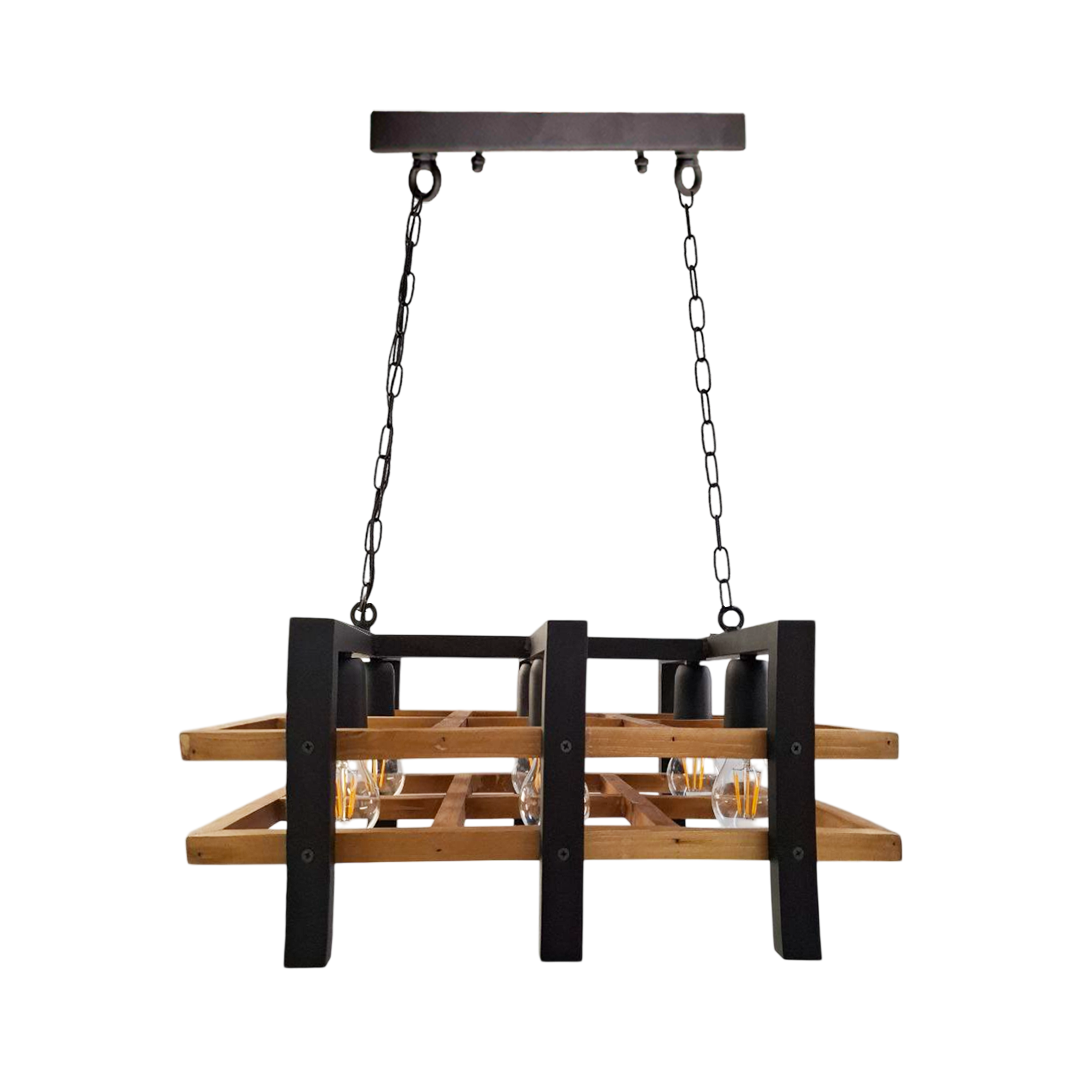 1358-6-main لوستر چوب و فلز 9 شعله چشمه نور مدل 1358/9 - Image 1