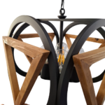 لوستر چوب و فلز 4 شعله چشمه نور مدل 1353/4 - Image 3